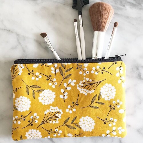 Mustard Yellow Dandelion Floral Pencil Zipper Pouch Zipper Etsy