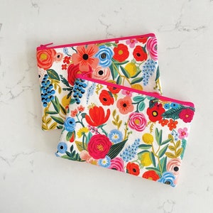 Multi Garden Party Floral Zipper Pouch- Standard- Rifle Paper Co Zipper Pouch- Make up Bag- Zipper Pouch- Pencil Case- Floral pencil case