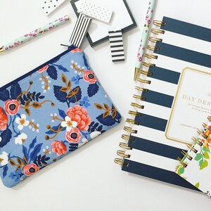 Periwinkle Birch Floral Zipper Pouch- Rifle Paper Co Zipper Pouch- Make up Bag- Zipper Pouch- Pencil Case- Floral pencil case