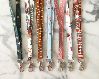 Fall Fabric Lanyards- Fall Lanyards- Floral Harvest Lanyard- Pumpkin Spice Lanyard- Pumpkin Lanyard- Teacher Lanyard- Autumn Lanyard