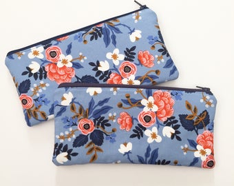 Periwinkle Birch Floral Zipper Pouch- Rifle Paper Co Zipper Pouch- Make up Bag- Zipper Pouch- Pencil Case- Floral pencil case