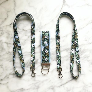 Rifle Paper Co Black Rosa Floral Lanyard- Primavera lanyard- Teacher lanyard