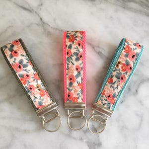 Rifle Paper Co Coral Floral Key Fob- Coral Key fob