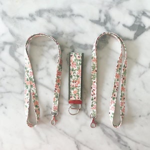 Rifle Paper Co Floral Peach Rosa Lanyard- Floral Lanyard- Teacher lanyard