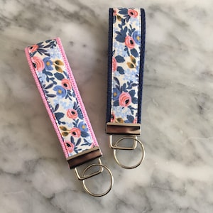 Rifle Paper Co Periwinkle Floral Key Fob- Floral Key fob