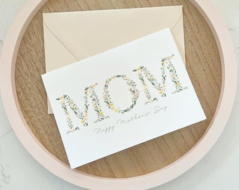 Floral Mother's Day Card- Flower letter Mother's Day- Floral Letter's- A7