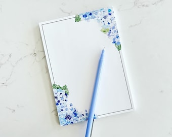 Blue Hydrangea Notepad- Noted- planning pad- notepad- note pad- planner pad- weekly to do list- watercolor notepad- stationery