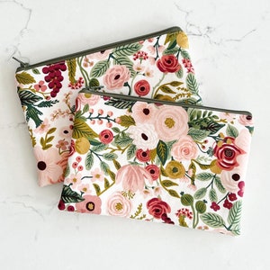 Pink Garden Party Floral Zipper Pouch- Standard- Rifle Paper Co Zipper Pouch- Make up Bag- Zipper Pouch- Pencil Case- Floral pencil case