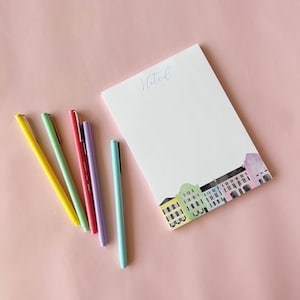 Charleston Rainbow Row Notepad- Noted- planning pad- notepad- note pad- planner pad- weekly to do list- watercolor notepad- stationery
