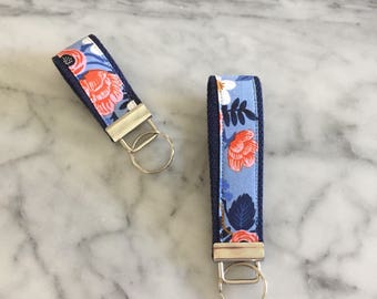 Rifle Paper Co Periwinkle Birch Floral Key Fob- Floral Key fob