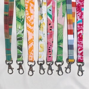Summer Fabric Lanyards- Summer Lanyards- Bright Lanyard- Stripe Lanyard- Watermelon Lanyard- Teacher Lanyard- Banana Palm Leaf Lanyard