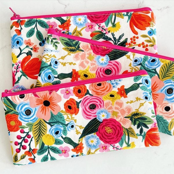 Multi Garden Party Floral Zipper Pouch- Rifle Paper Co Zipper Pouch- Make up Bag- Zipper Pouch- Pencil Case- Floral pencil case