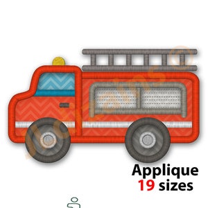 Fire Truck Applique Embroidery Design. Fire truck applique design. Firetruck embroidery design. Fire truck. Truck Machine embroidery design.