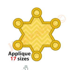 Sheriff Badge Embroidery Design - Sheriff Star Applique Machine Embroidery Files - Badge Embroidery Design - Instant Download.