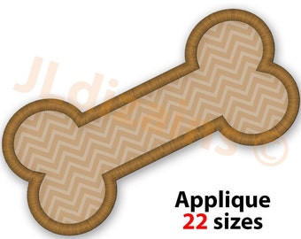 Diseño del Applique del hueso de perro. Diseño del bordado de la máquina. 22 tamaños incluidos. Diseño del bordado del hueso de perro.