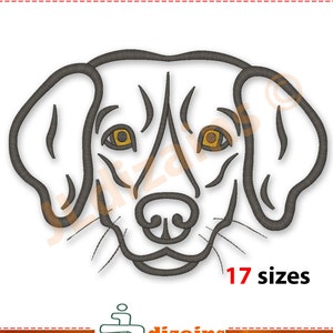 Dog embroidery design. Dog face machine embroidery files. 17 sizes and instant download.