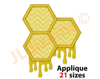 Honeycomb Applique Design. Honeycomb embroidery design. Honey embroidery. Honey applique. Bee embroidery. Machine embroidery design.