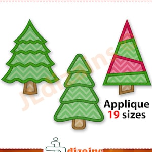 Ensemble de décoration d'arbre de Noël. Machine de broderie design. 19 tailles incluses. Broderie d'arbre de Noël. Applique arbre de Noël.