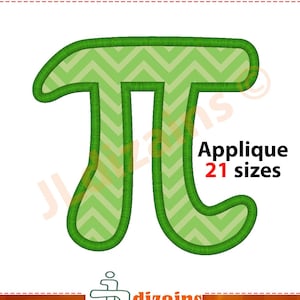 símbolo Pi diseño de la aplicación. diseño de la máquina de bordado autorrevelables Download- 21 tamaños. letra Pi apliques. bordados Pi