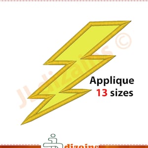 Lightning Applique Design. Lightning bolt embroidery design. Machine embroidery design. Instant download. 13 sizes, multiple file formats.