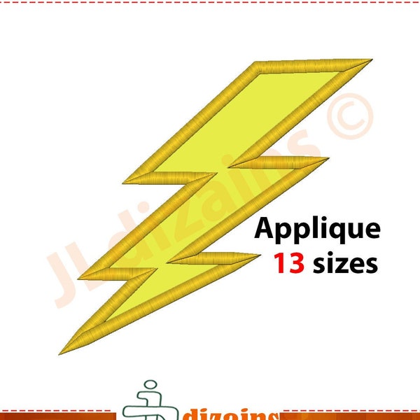 Lightning Bolt Applique Design. Lightning embroidery design. Lightning applique. Lightning bolt embroidery. Machine embroidery design.