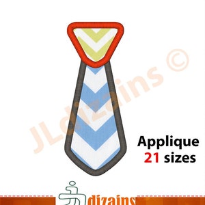 Necktie Applique Embroidery Design – Machine Embroidery with 21 Sizes Included – Multiple sizes & Instant Download.