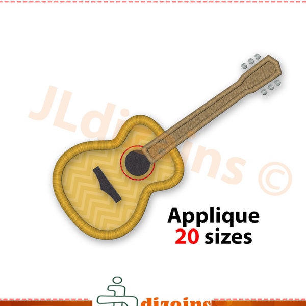 Guitar Applique Design. Guitar embroidery deign. Embroidery guitar. Embroidery applique guitar. Music applique. Machine embroidery designs.
