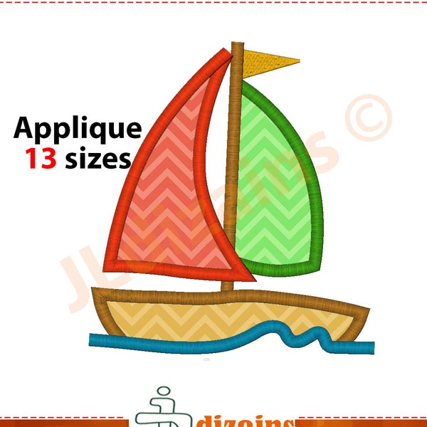 Sail Boat Applique Design. Sailing boat embroidery applique design. Sailing boat embroidery design. Embroidery. Machine embroidery design