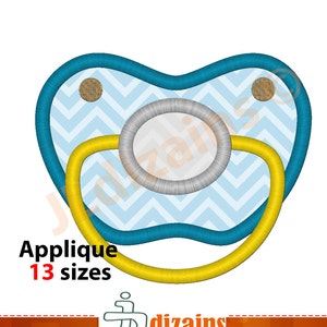 Pacifier Applique Design. Pacifier embroidery design. Soother embroidery. Soother applique. Embroidery pacifier. Machine embroidery design. image 1