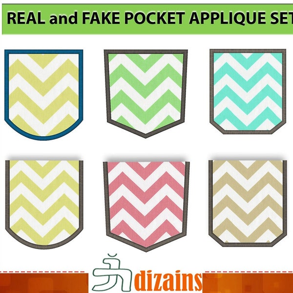 Pockets Applique Design Set. Pocket embroidery design set. Fake pocket embroidery. Real pocket applique. Pocket. Machine embroidery design