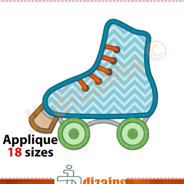 Roller Skate Applique Design. Roller skate embroidery. Embroidery applique roller skate. Applique roller skate. Machine embroidery design