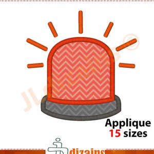 Siren Applique Design. Siren embroidery design.  Police siren embroidery design. Alarm embroidery design. Applique Machine embroidery design