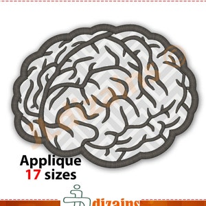 Brain Applique embroidery design. Machine embroidery design in 17 sizes. BX, PES, csd, dst, exp hus, jef, shv, vip, vp3. Instant download.