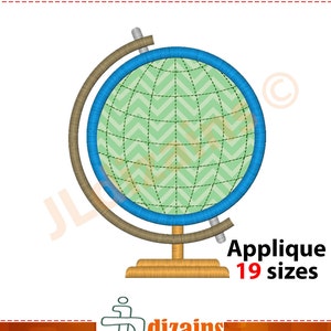 Globe Applique Design. Globe embroidery design. Earth applique design. Embroidery design globe. Globe applique. Machine embroidery design