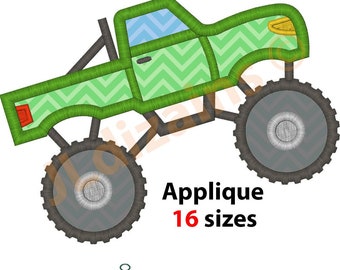 Monster Truck Applique Design. Monster truck embroidery design. Embroidery design monster truck. Applique truck. Machine embroidery design