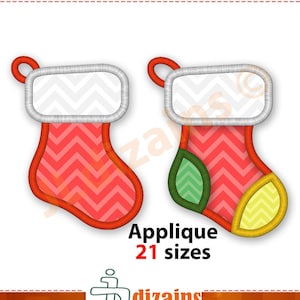 Christmas Stocking Applique Design. Christmas stocking embroidery design. Christmas sock applique. Sock embroidery Machine embroidery design