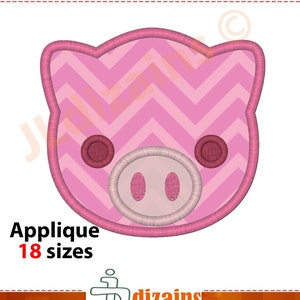 Pig Applique Design. Pig embroidery design. Embroidery design pig. Applique pig face. Embroidery applique pig. Machine embroidery design.