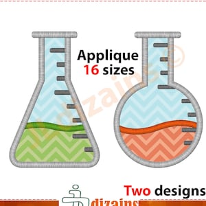 Beaker Applique Design Set. Beaker embroidery design. Science embroidery design. Applique science. Embroidery. Machine embroidery design