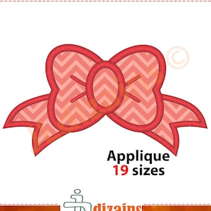 Girl Bow Applique Embroidery Design – Machine Embroidery Bow Pattern – Bow Applique Design with Multiple Sizes & Instant Download.
