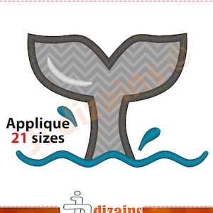 Whale Fin Applique Design. Whale fin embroidery design. Whale embroidery. Whale applique. Fin applique. Machine embroidery design.