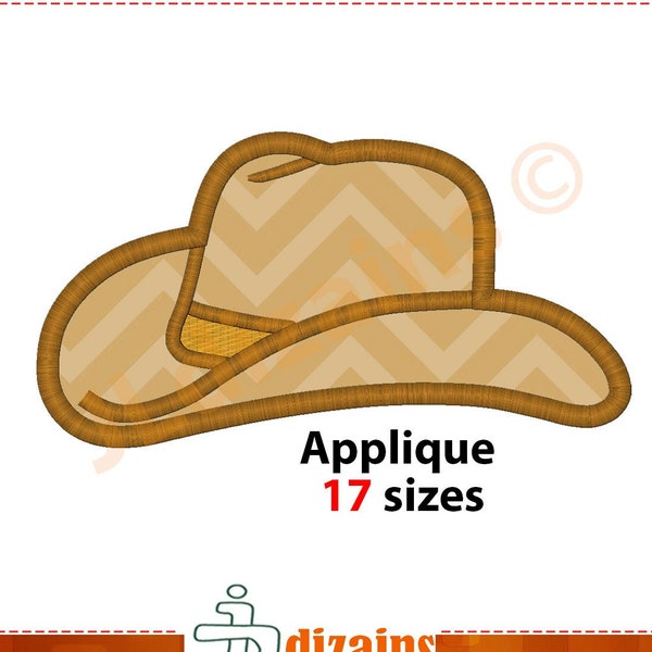 Cowboy Hat Applique Design. Cowboy hat embroidery design. Stetson hat applique. Stetson embroidery Applique cowboy Machine embroidery design