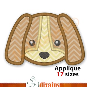 Welpen-Applique-Entwurf. Maschinenstickerei. 17 Größen eingeschlossen. Netter Welpe Applikationsentwurf. Welpenstickereientwurf.