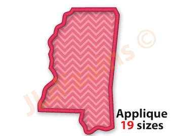 Mississippi State Applique Embroidery Design. Machine embroidery design. Mississippi embroidery. Mississippi US state embroidery applique.