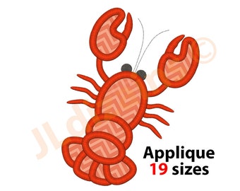 Crayfish Applique Embroidery Design. Lobster Embroidery design. Crawfish embroidery. Lobster applique embroidery. Machine embroidery design.