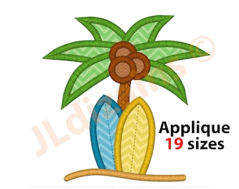 Surfboard Applique Design. Surfing embroidery design. Palm embroidery. Beach embroidery. Surfboard embroidery. Machine embroidery design