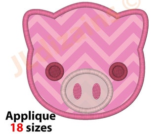 Pig Applique Design. Pig embroidery design. Embroidery design pig. Applique pig face. Embroidery applique pig. Machine embroidery design.