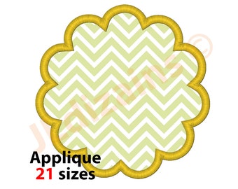 Scalloped Circle Applique Design. Embroidery design scalloped frame. Scallop circle applique. Round frame applique Machine embroidery design