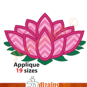 Lotus Flower Applique Design. Lotus flower embroidery. Embroidery design flower. Applique flower design. Machine embroidery design.