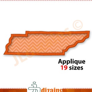 Tennessee State Applique Embroidery Design. Tennessee machine embroidery design. Tennessee applique design. US state embroidery applique.