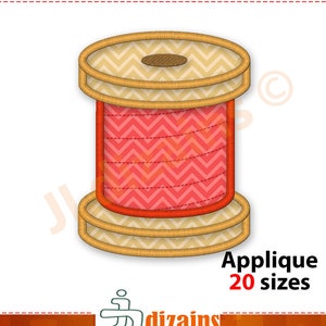 May include: A red and beige thread spool with a chevron pattern. Applique 20 sizes.